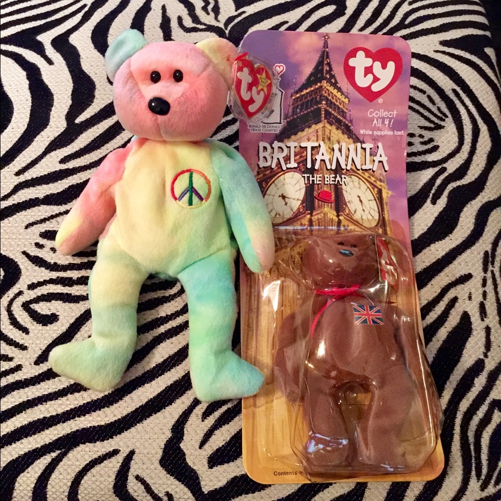 Peace Bear Rare Beanie Baby 1996  Free Britannia